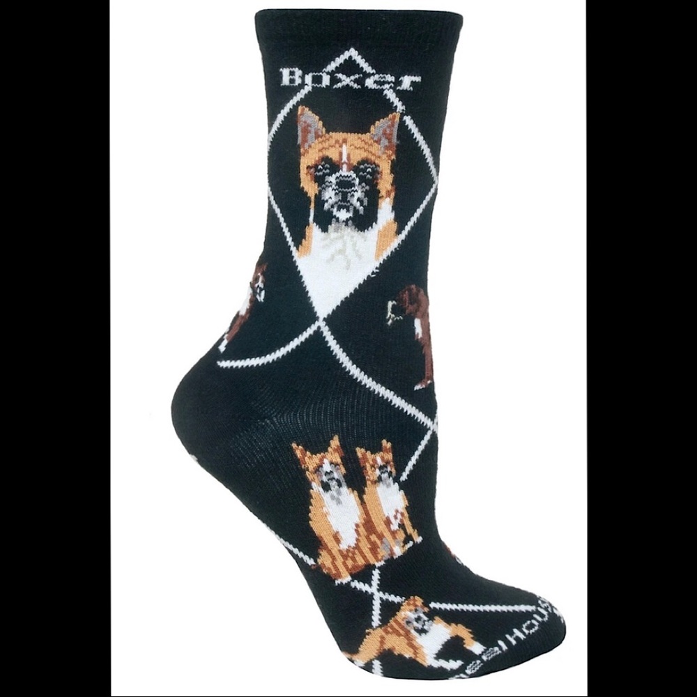 Black Boxer Crew Socks
